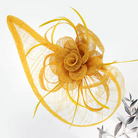 Mesh Flower Feather Fascinator / Headband
