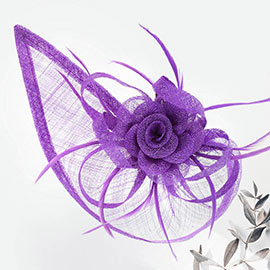 Mesh Flower Feather Fascinator / Headband