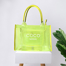 Coco Mama Printed Transparent Tote / Crossbody Bag
