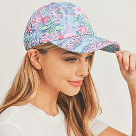 Abstract Floral Patterned Baseball Cap