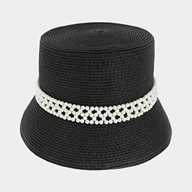 Pearl Pointed Straw Bucket Sun Hat