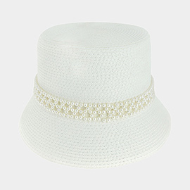 Pearl Pointed Straw Bucket Sun Hat
