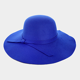 Ribbon Band Pointed Wide Brimmed Floppy Hat
