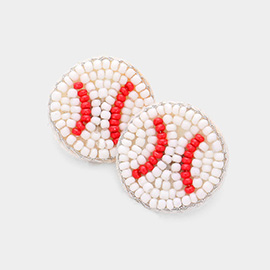 Felt Back Seed Beaded Baseball Stud Earrings