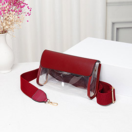 Solid Faux Leather Tassel Transparent Crossbody Bag