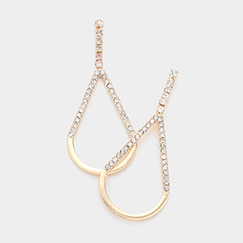 Rhinestone Embellished Open Teardrop Dangle Earrings