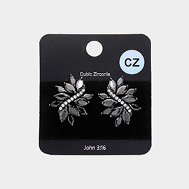 CZ Marquise Stone Cluster Stud Evening Earrings