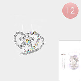 12PCS - Bubble Stone Flower Heart Hair Comb Pins