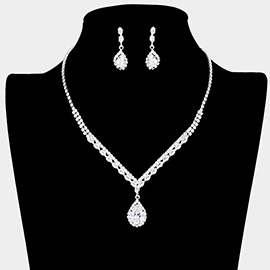 CZ Teardrop Accented Necklace