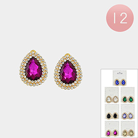 12Pairs - Teardrop Clip on Earrings