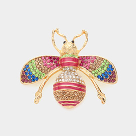 Rhinestone Embellished Honey Bee Pin Brooch