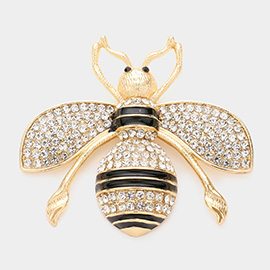 Rhinestone Embellished Honey Bee Pin Brooch