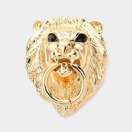 Bead Embellished Lion Pin Brooch