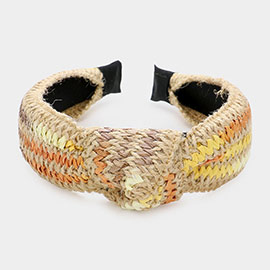 Woven Straw Knot Burnout Headband