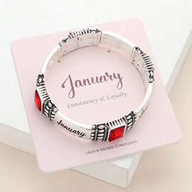 January - Birthstone Accented Stretch Bracelet