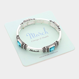 March - Birthstone Accented Stretch Bracelet