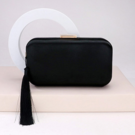 Tassel Pointed Solid Clutch / Crossbody Bag