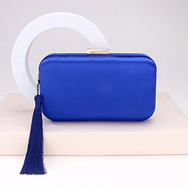 Tassel Pointed Solid Clutch / Crossbody Bag