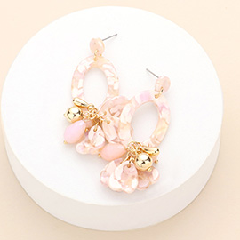 Celluloid Acetate Open Oval Petal Link Dangle Earrings