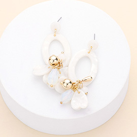Celluloid Acetate Open Oval Petal Link Dangle Earrings