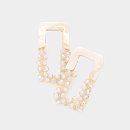 Celluloid Acetate Faceted Beaded Open Rectangle Earrings