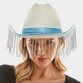 Rhinestone Fringe Glittered Cowboy Hat