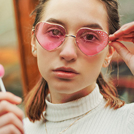 Studded Tinted Heart Wayfarer Sunglasses