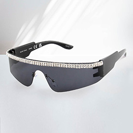 Bling Tinted Visor Style Sunglasses