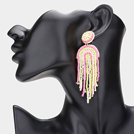 Colorful Beaded Fringed Dangle Earrings