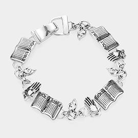 Holy Bible Message Pray Hands Link Magnetic Bracelet