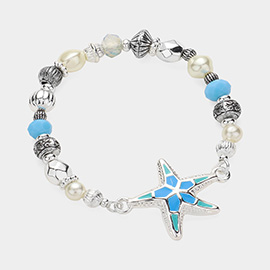 Enamel Metal Starfish Stretch Bracelet