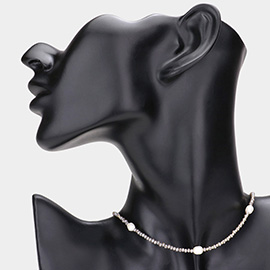 Pearl Accented Faceted Beaded Choker Necklace