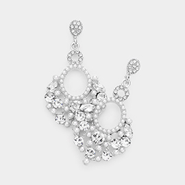 Pearl Stone Embellished Dangle Evening Earrings