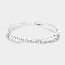 Rhinestone Embellished Crisscross Hinged Bracelet