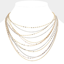 Metal Chain Multi Layered Bib Necklace