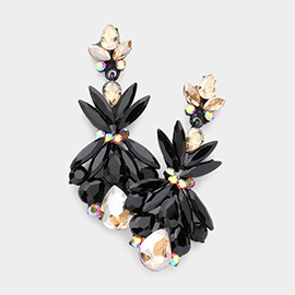 Multi Stone Cluster Dangle Evening Earrings