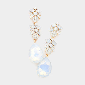 Chunky Pear Crystal Floral Evening Drop Earrings