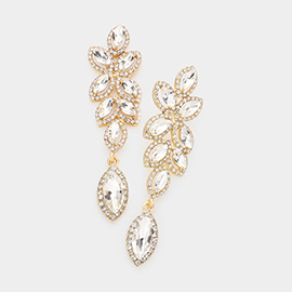 Rhinestone Trim Marquise Stone Cluster Vine Evening Earrings