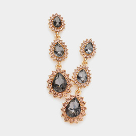 Glass Crystal Teardrop Evening Earrings