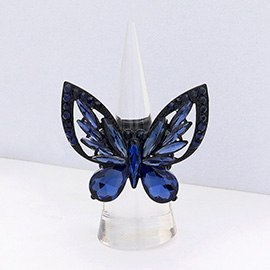 Multi Stone Embellished Butterfly Stretch Ring