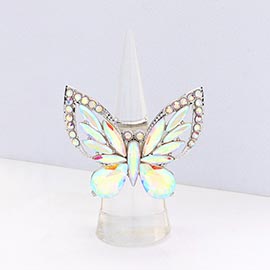 Multi Stone Embellished Butterfly Stretch Ring