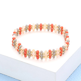 Metal Ball Faceted Beaded Stretch Bracelet