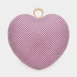 Rhinestone Embellished Heart Evening Clutch / Crossbody Bag