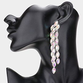 Marquise Stone Cluster Vine Dangle Evening Earrings