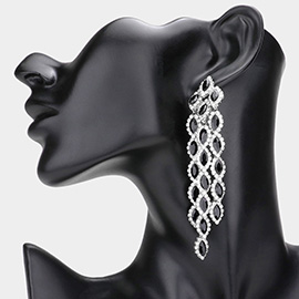 Marquise Stone Cluster Vine Dangle Evening Earrings