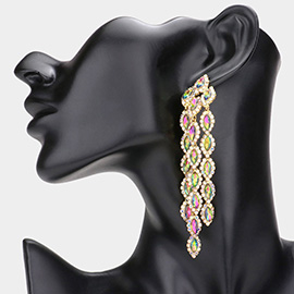 Marquise Stone Cluster Vine Dangle Evening Earrings