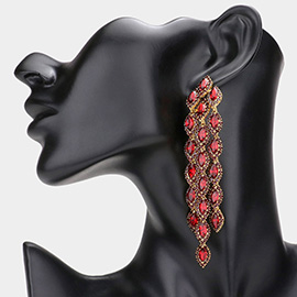 Marquise Stone Cluster Vine Dangle Evening Earrings