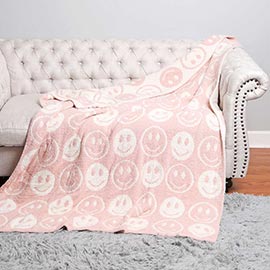 SMILE PATTERNED REVERSIBLE Throw Blanket