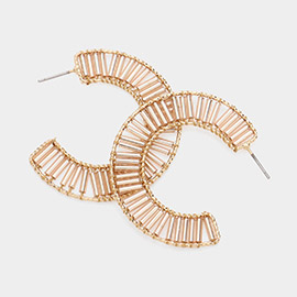 Cylinder Beaded Hoop Earrings