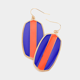 Game Day Color Block Enamel Hexagon Dangle Earrings
